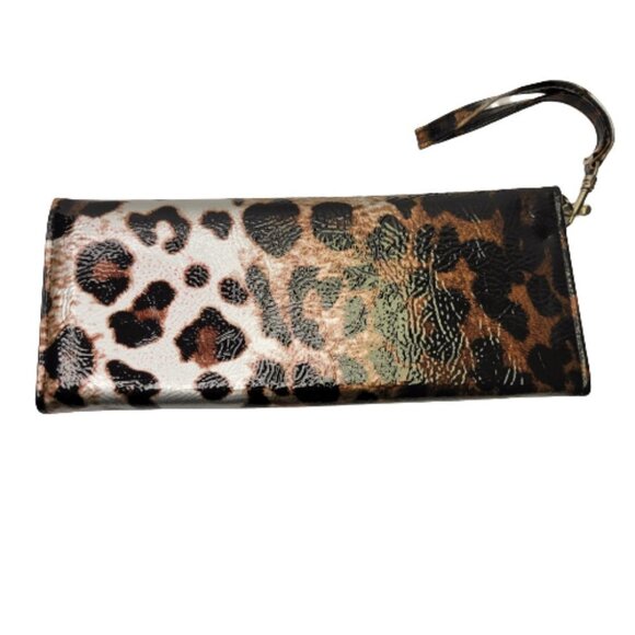 Animal Print Silver Grey and Black Clutch Wallet Purse Travel Unisex Wallet - Picture 2 of 7